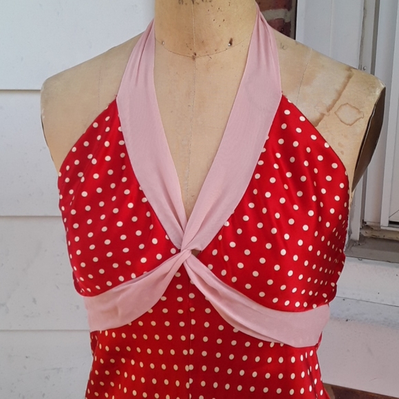 NEW size 8 POLECI Polka dot SILK dress Pinup Girl - Picture 2 of 12